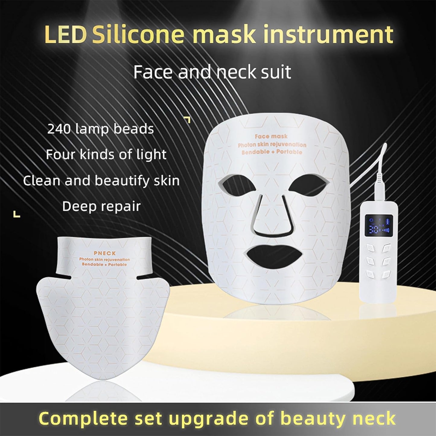 Light Face Mask with LED Spectrum for Neck Beautification