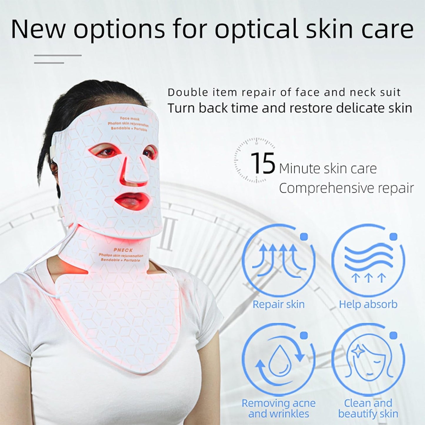 Light Face Mask with LED Spectrum for Neck Beautification