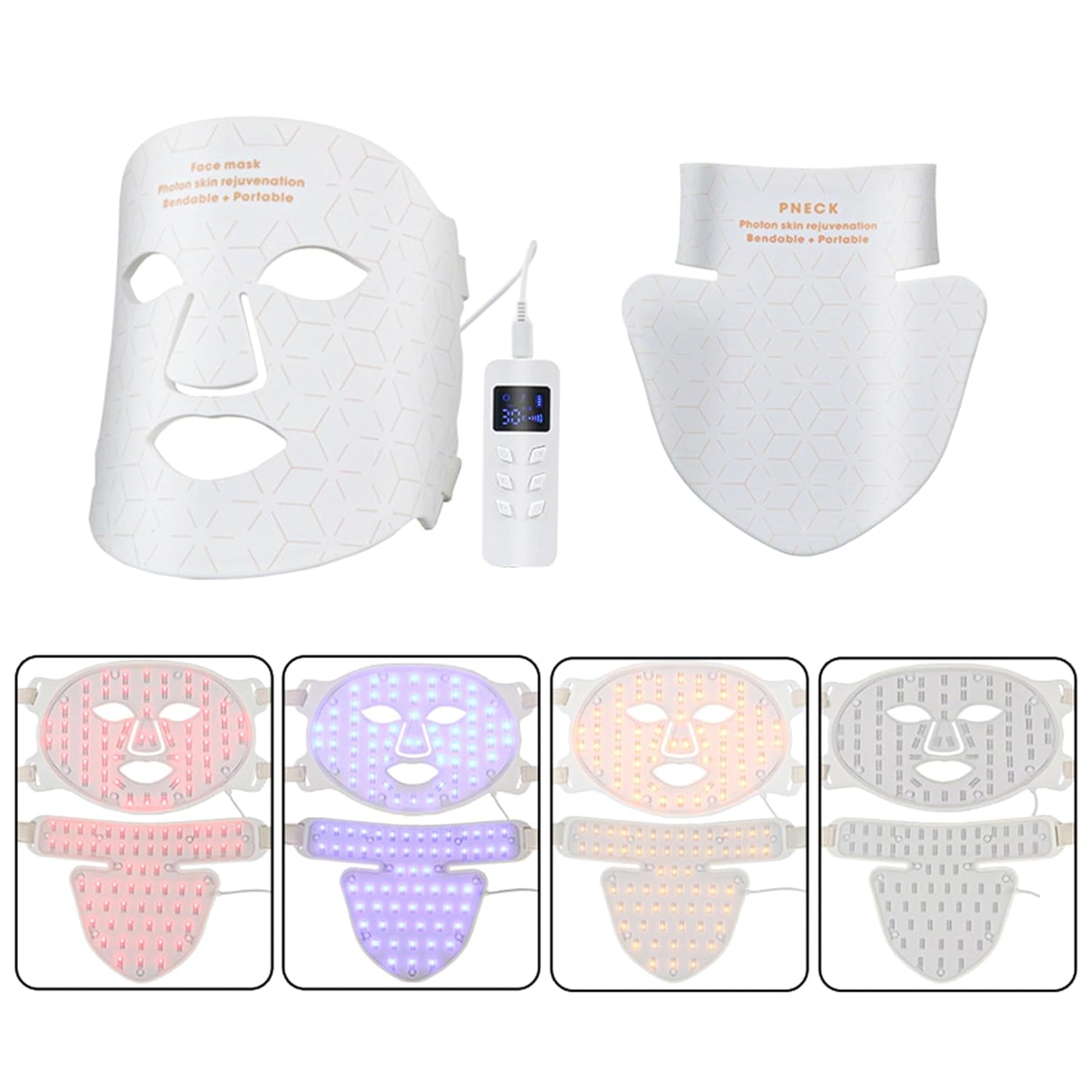 Light Face Mask with LED Spectrum for Neck Beautification