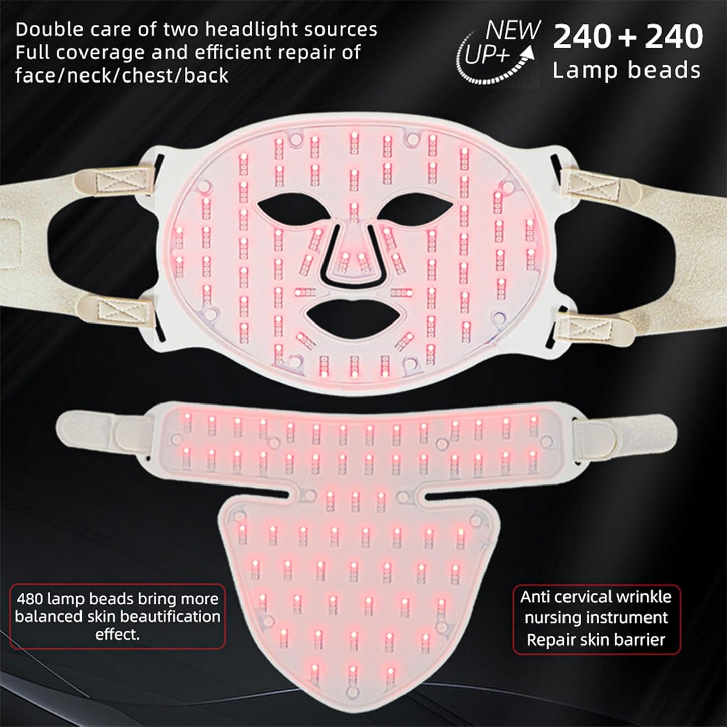 Light Face Mask with LED Spectrum for Neck Beautification
