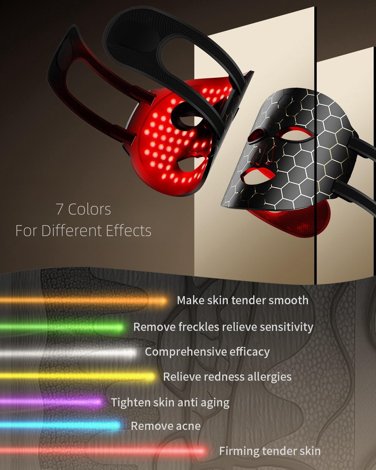 Face Mask Light 7 Colors: Anti-Aging Properties Black Face Mask