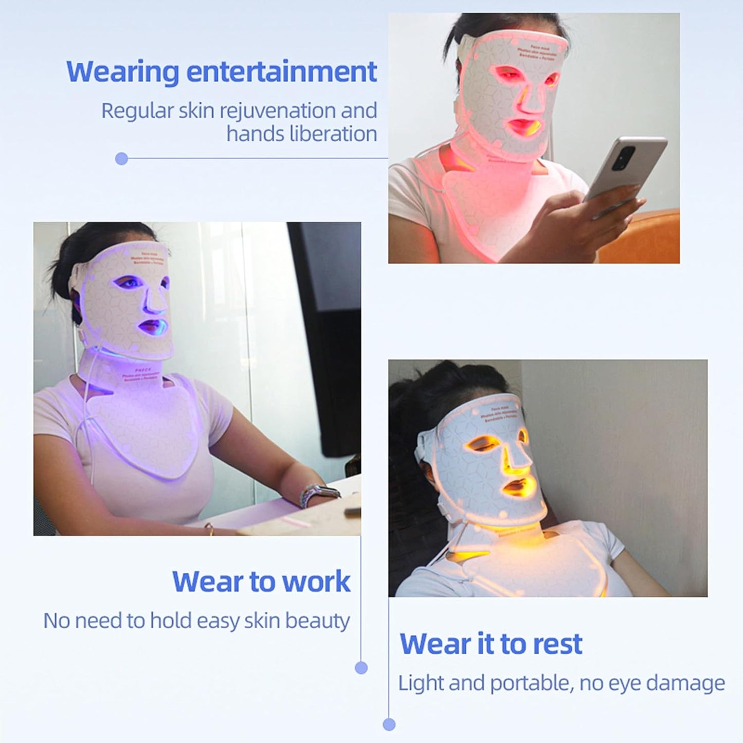 Light Face Mask with LED Spectrum for Neck Beautification