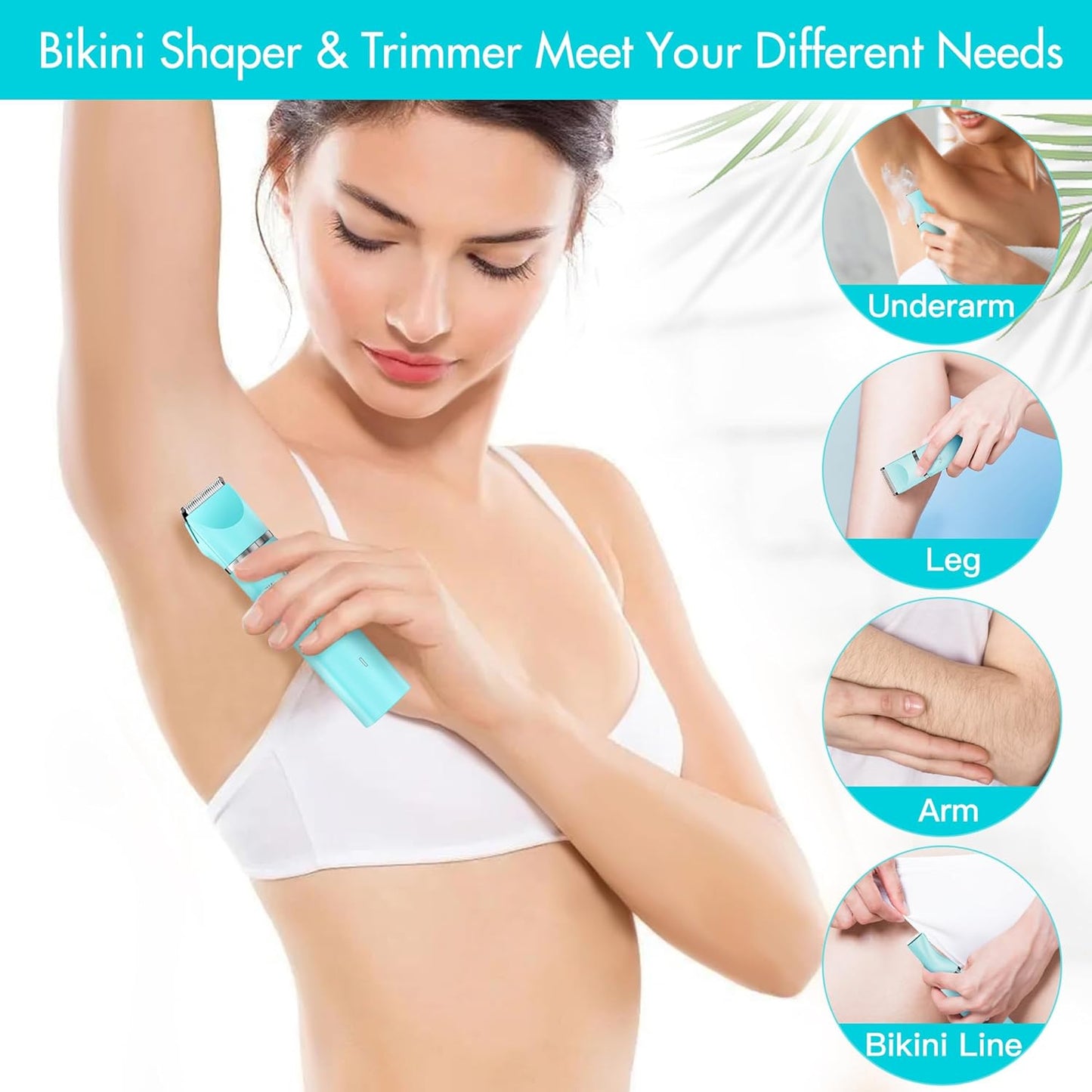 Women's Bikini Trimmer, Dual-purpose Electric Women's Pubic Hair Trimmer, and Handheld Two-Head Shaver Wet and dry use that is waterproof