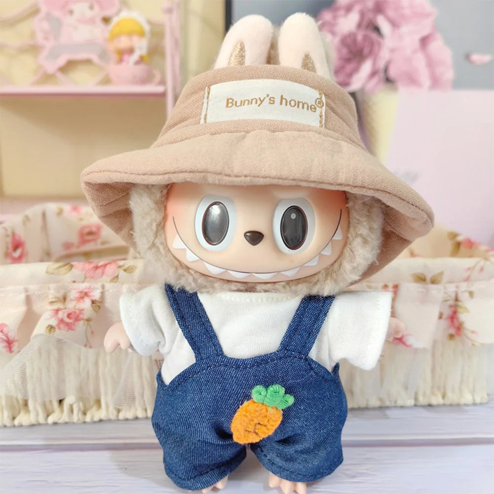 Anime Plush Cartoon Decor for Labubu Shark Onesie Clothing DIY Girl Presents 17cm Mini Plush Doll's Clothes Outfit Accessories