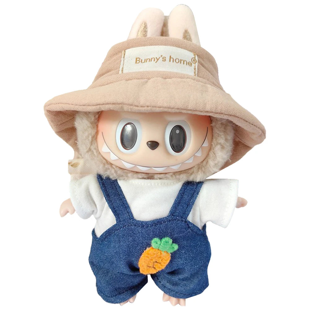 Anime Plush Cartoon Decor for Labubu Shark Onesie Clothing DIY Girl Presents 17cm Mini Plush Doll's Clothes Outfit Accessories
