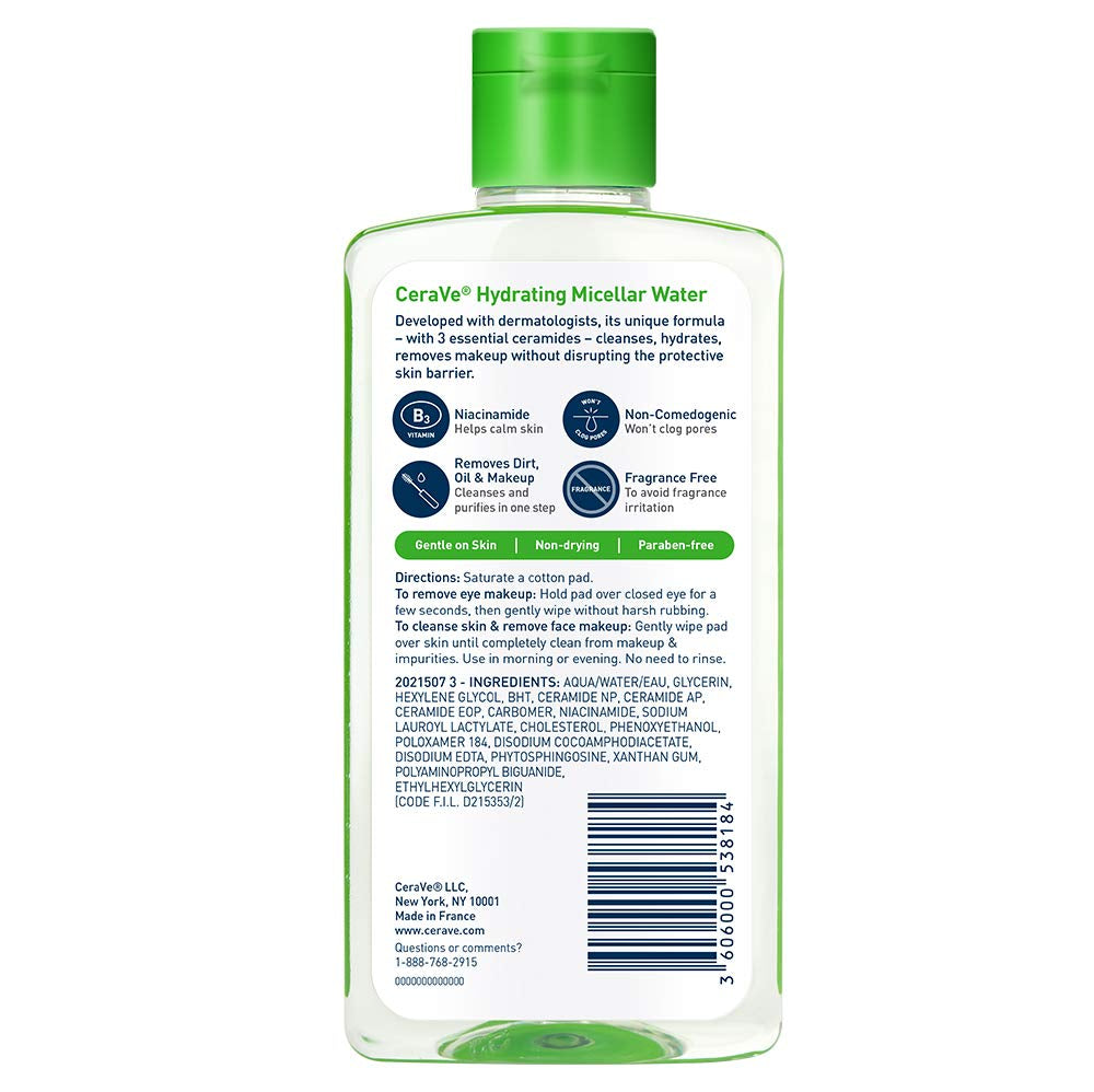 Micellar Water, Hydrating Cleanser, and Niacinamide-Based Eye Makeup Remover