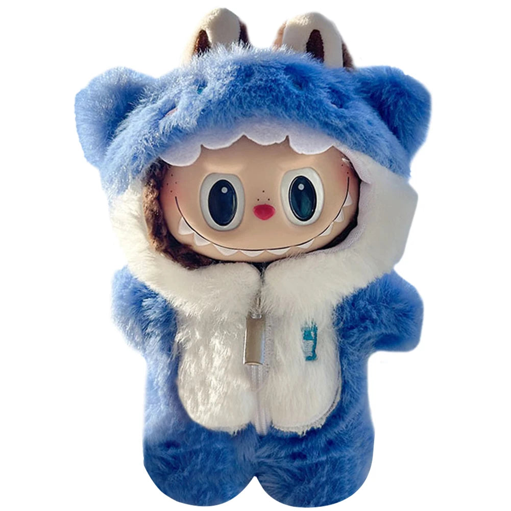 Anime Plush Cartoon Decor for Labubu Shark Onesie Clothing DIY Girl Presents 17cm Mini Plush Doll's Clothes Outfit Accessories