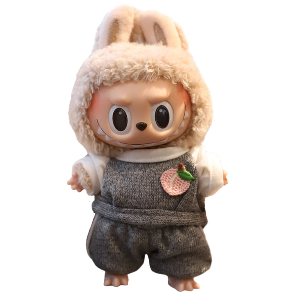 Anime Plush Cartoon Decor for Labubu Shark Onesie Clothing DIY Girl Presents 17cm Mini Plush Doll's Clothes Outfit Accessories