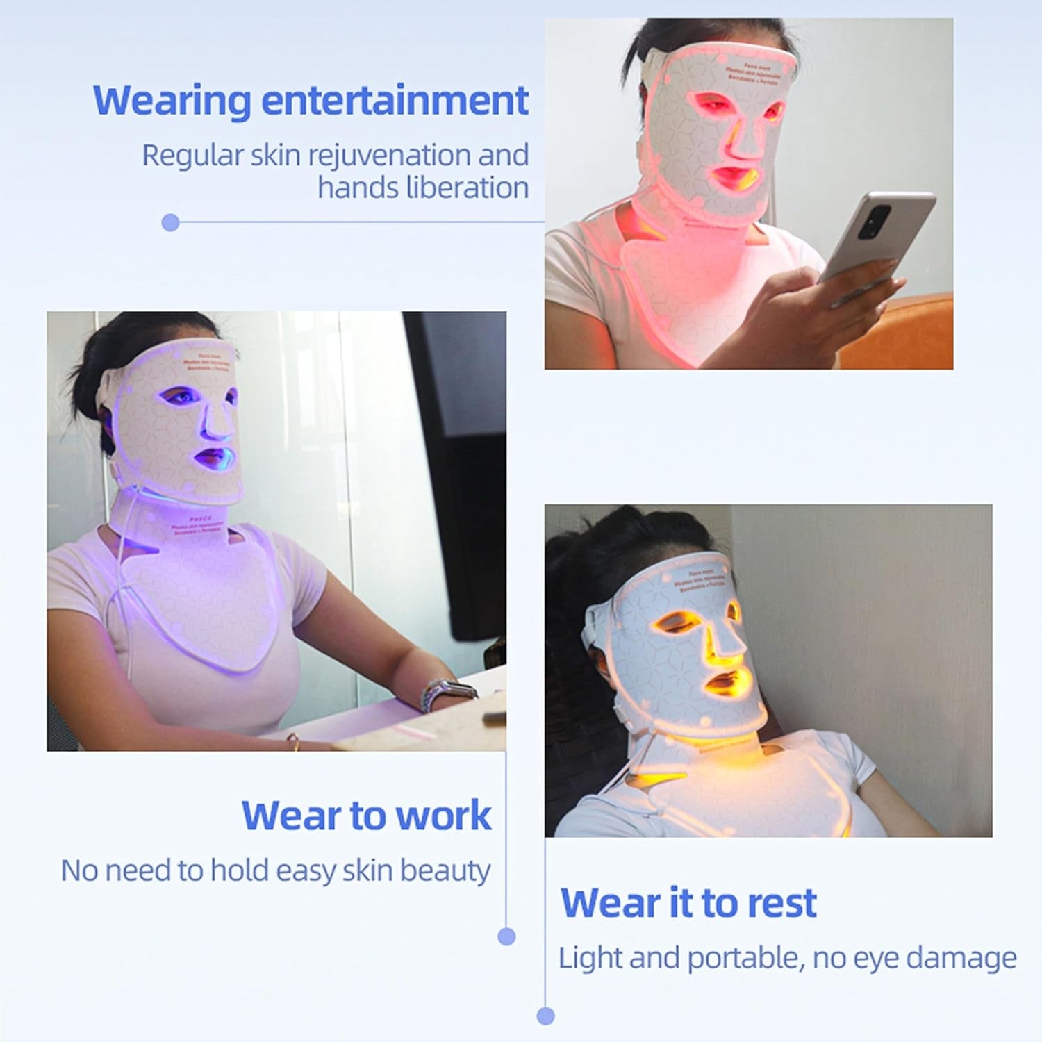 Light Face Mask with LED Spectrum for Neck Beautification