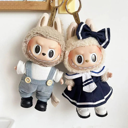 Anime Plush Cartoon Decor for Labubu Shark Onesie Clothing DIY Girl Presents 17cm Mini Plush Doll's Clothes Outfit Accessories