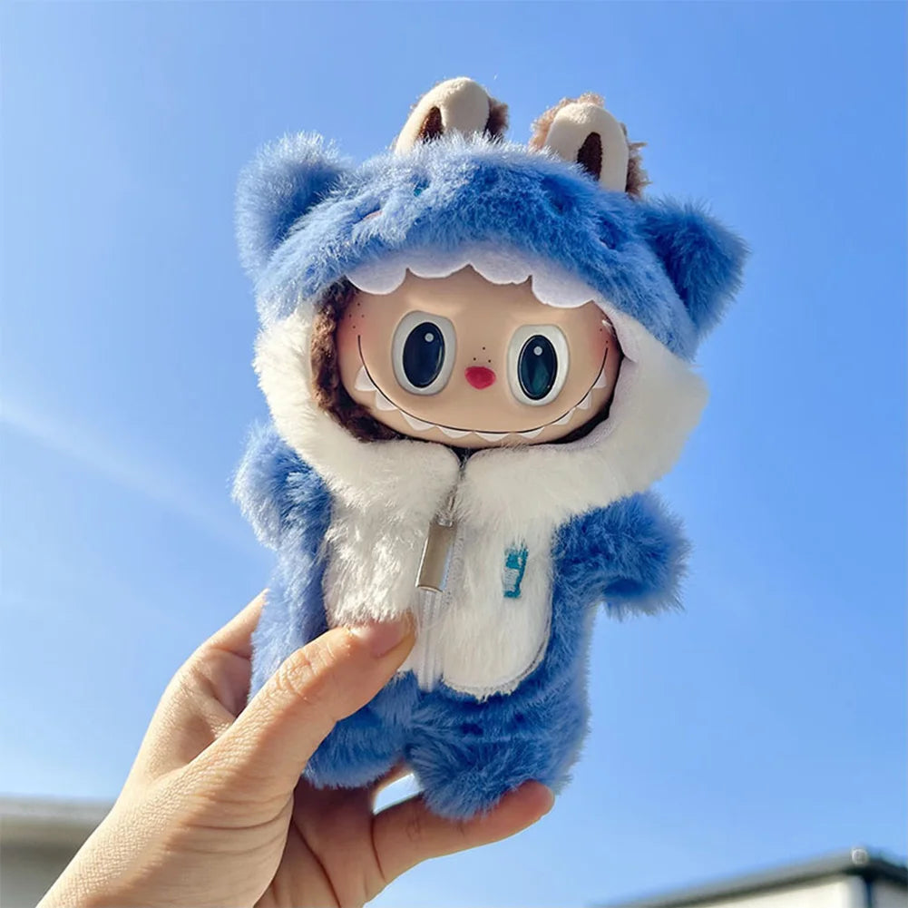 Anime Plush Cartoon Decor for Labubu Shark Onesie Clothing DIY Girl Presents 17cm Mini Plush Doll's Clothes Outfit Accessories