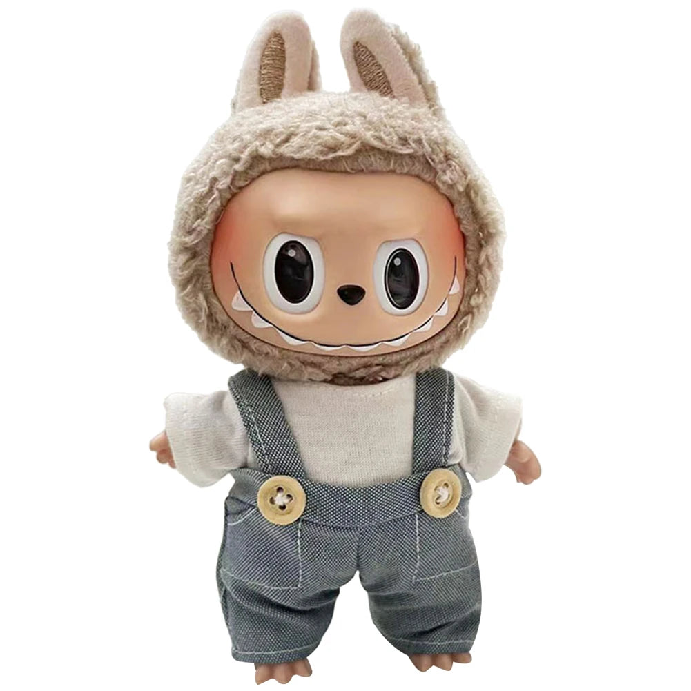 Anime Plush Cartoon Decor for Labubu Shark Onesie Clothing DIY Girl Presents 17cm Mini Plush Doll's Clothes Outfit Accessories