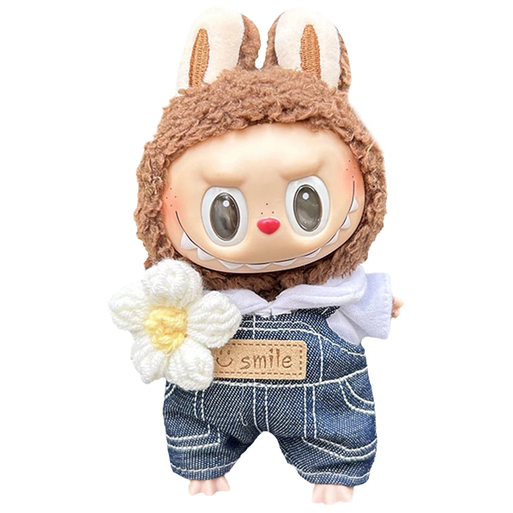 Anime Plush Cartoon Decor for Labubu Shark Onesie Clothing DIY Girl Presents 17cm Mini Plush Doll's Clothes Outfit Accessories