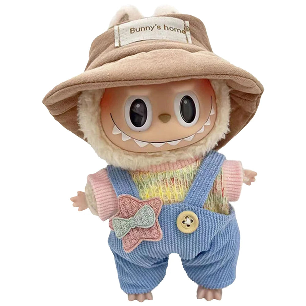 Anime Plush Cartoon Decor for Labubu Shark Onesie Clothing DIY Girl Presents 17cm Mini Plush Doll's Clothes Outfit Accessories